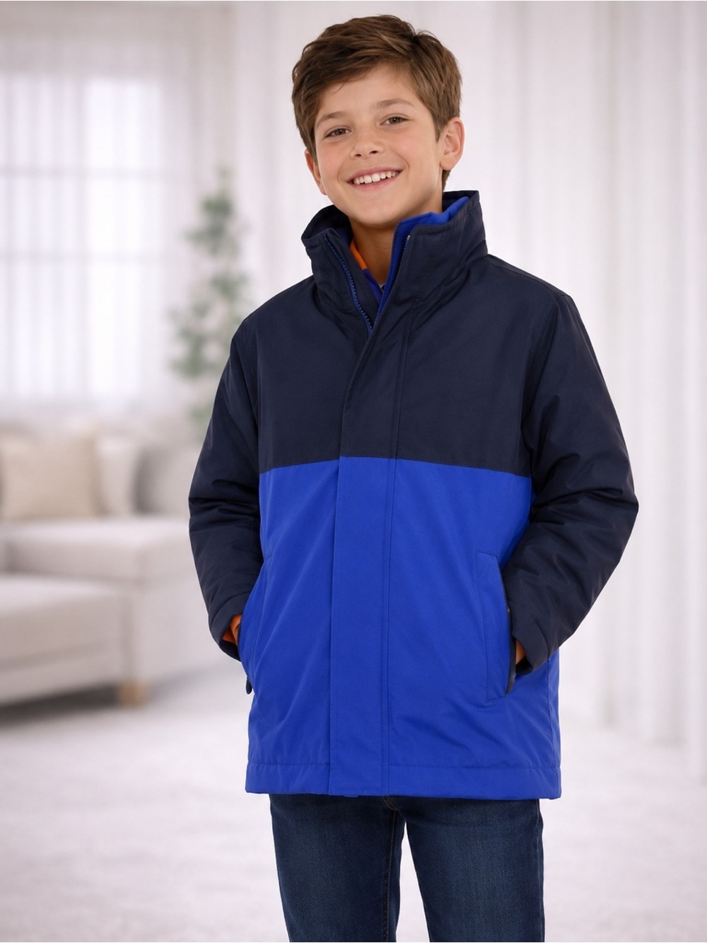 NWT‎ Boys Blue & Black Waterproof 3-in-1 Parka Jacket by Children’s Place Sz 7/8